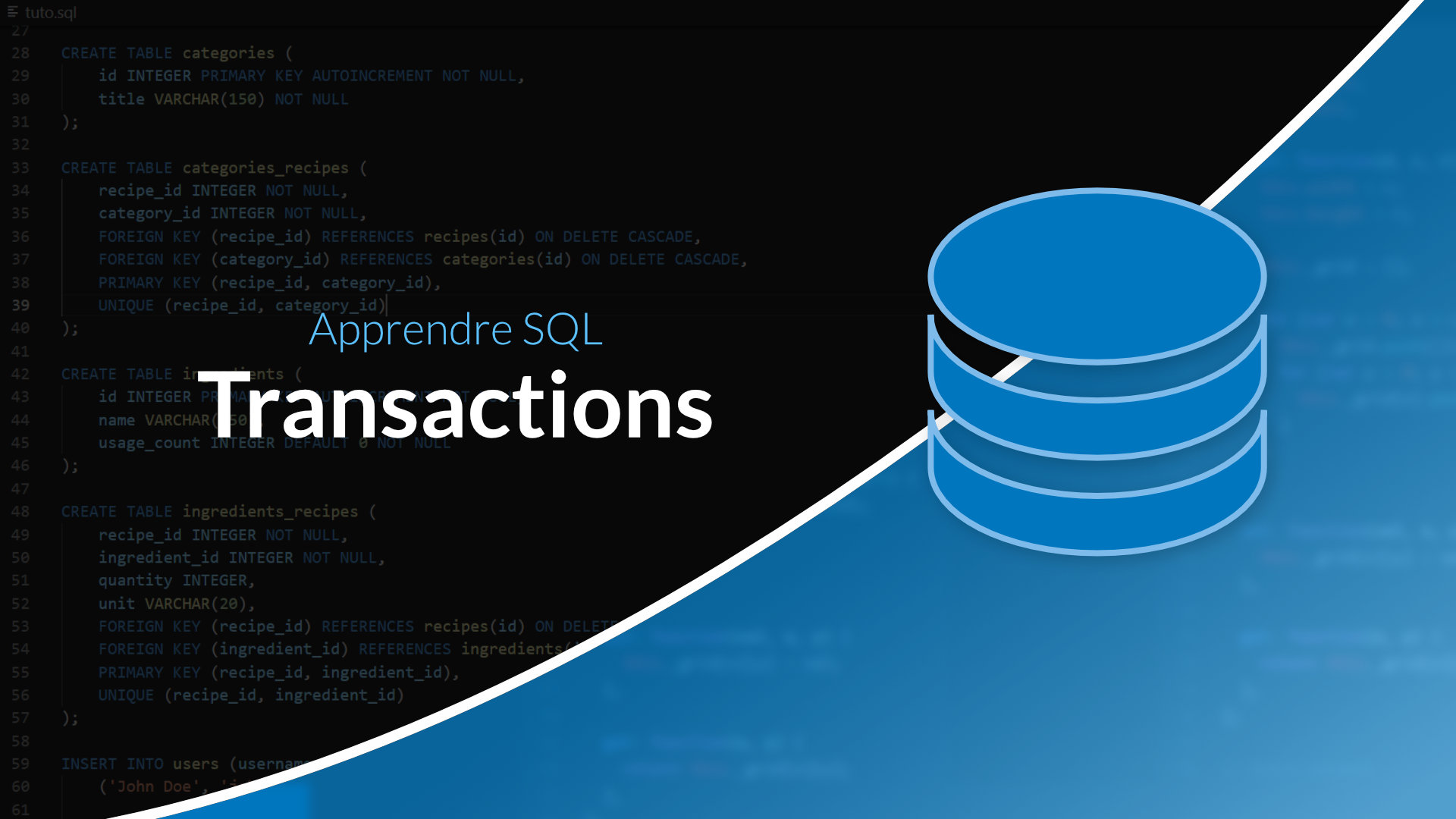 Les transactions — Formation Apprendre et maitriser SQL | Grafikart